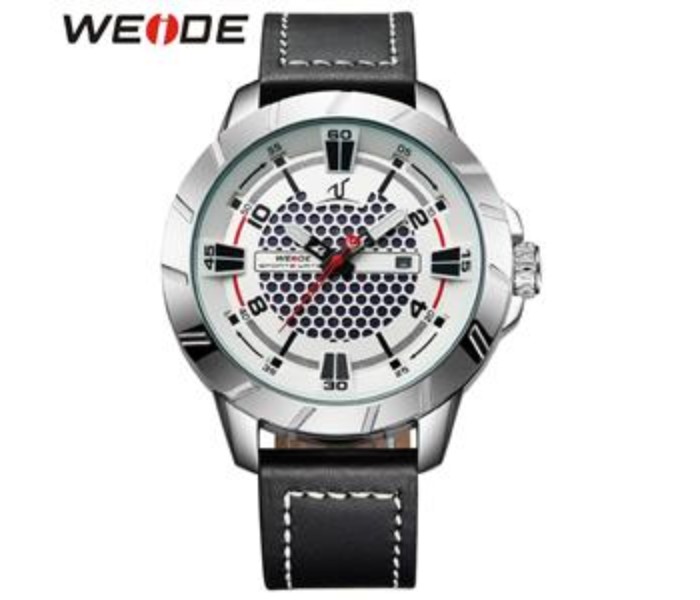 Weide UV 1608LB Mens Analog and Complete Calendar Watch Black and White - Zoom Image 4