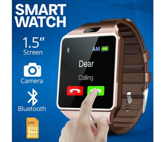 2 in 1 Gift Set of DZ09 Smart Watch with Camera, Memory and Sim Card Slot, Invisible Single Bluetooth Earphone BDSW21 Assorted - Zoom Image 1