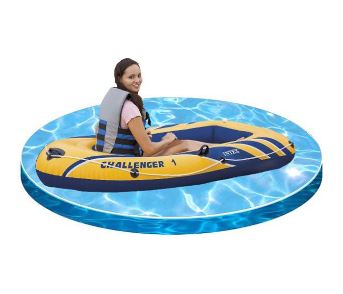 Intex ZX-68365 Inflatable Dinghy Challenger 1 Person Boat - Yellow - Zoom Image 1