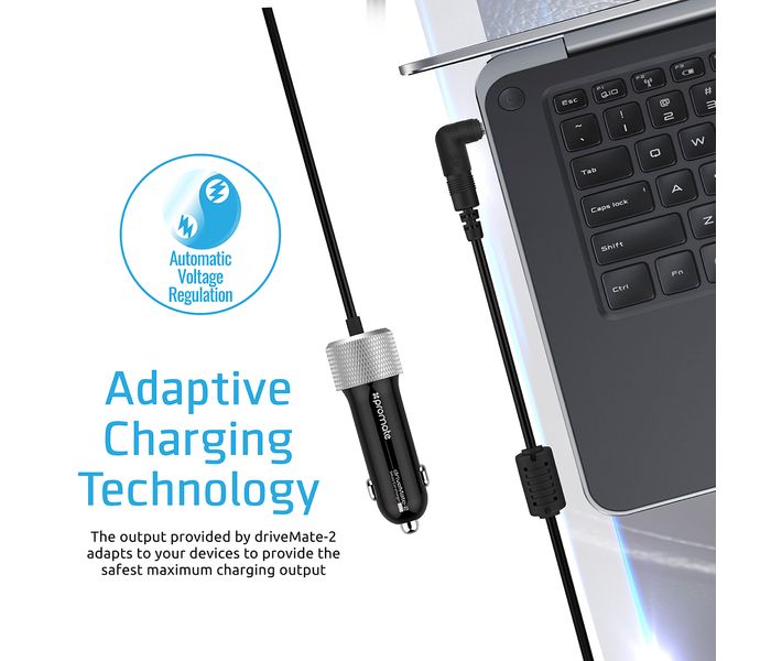 Promate Drivemate-2 90W Heavy Duty Universal Laptop Car Charger, Black - Zoom Image 5