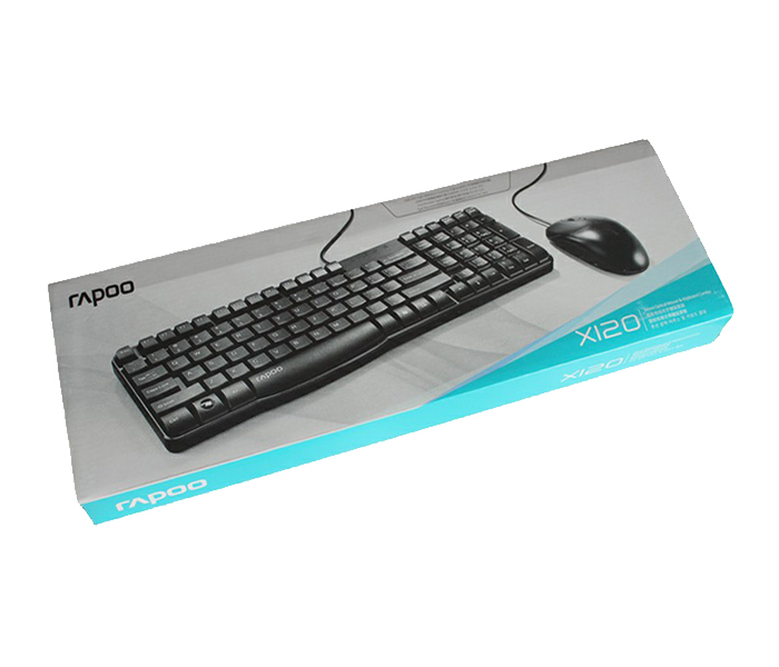 Rapoo X120 Combo Wired Optical Mouse & Keyboard - Arabic, Black 18655 - Zoom Image 2