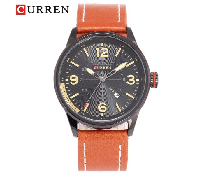 Curren 8215 Business Style Quartz Watch For Men Orange and Black - Zoom Image