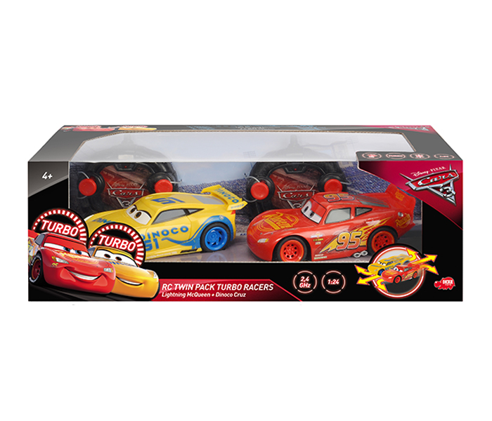 Dickie 203087005 17CM RC Cars 3 Lightning McQueen & Dinoco Cruz Twin Pack - Red & Yellow - Zoom Image 5