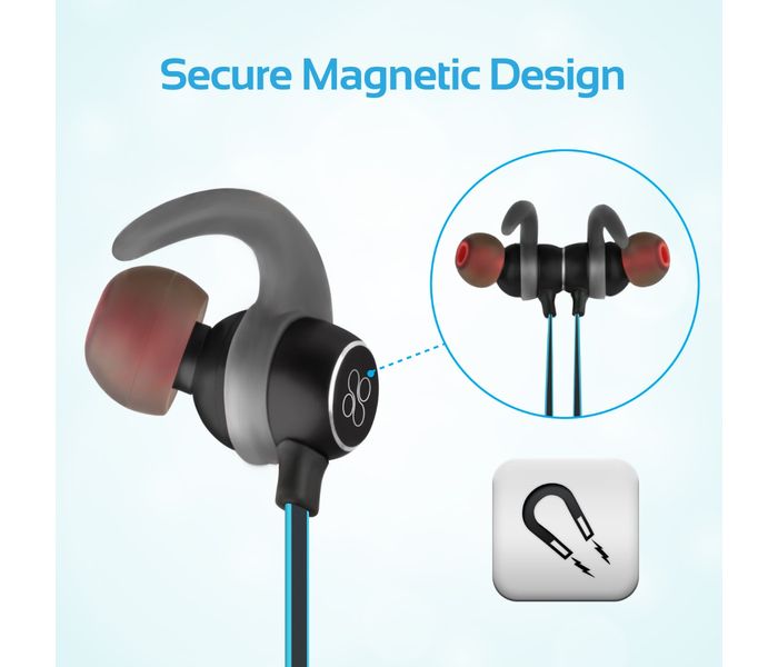 Promate Spicy-1 High Definition Wireless Secure-Fit Stereo Magnetic Earbuds, Blue - Zoom Image 6