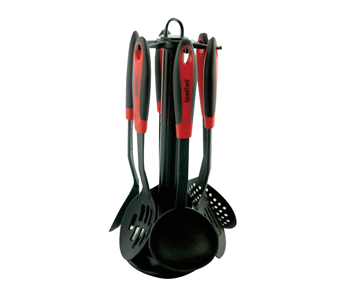 Royalford RF5058 7 Pieces Nylon Tools with Polypropylene Stand - Red & Black - Zoom Image 2