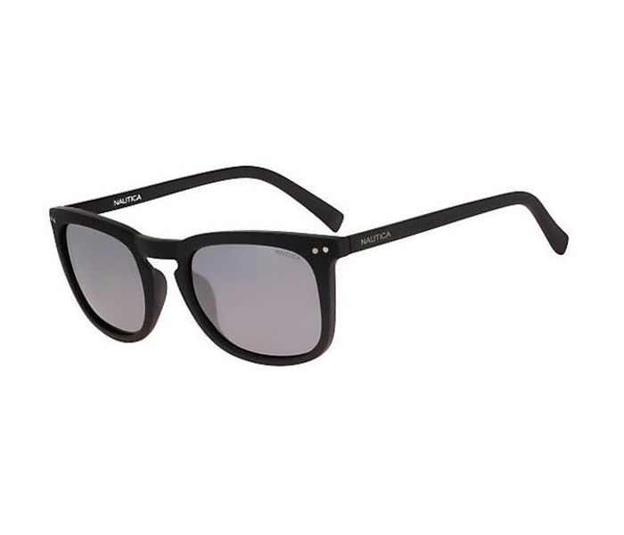 Nautica N3613SP 005 Rectangular Matte Black Frame & Grey Mirror Mirrored Sunglasses for Unisex - Zoom Image