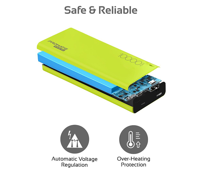 Promate ENERGI-10C 10000mAh High Capacity Lightweight Power Bank - Green - Zoom Image 3