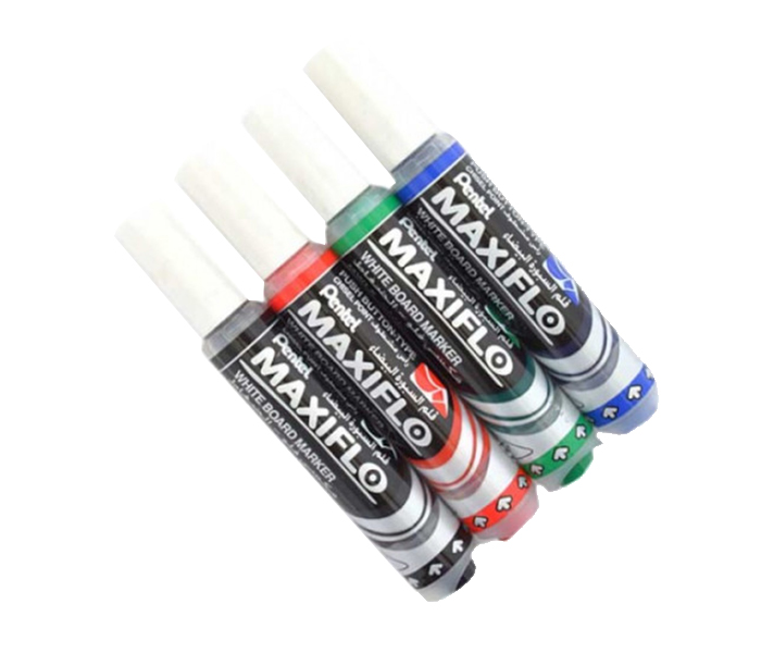 Pentel PE-MWL6-04 Maxiflo White Board Marker - Multicolor, Pack of 4 - Zoom Image 1