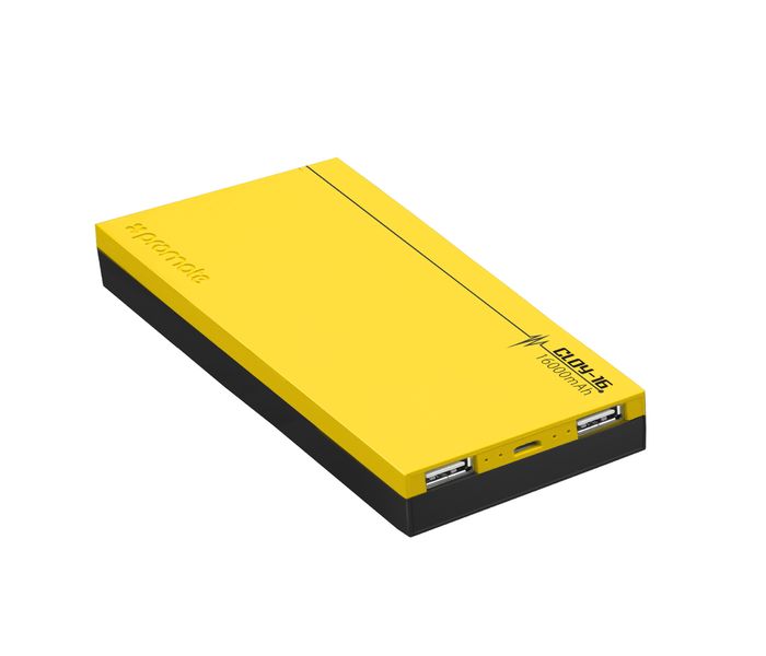 Promate Cloy-16 16000 mAh Dual USB Lightweight Portable Charger Power Bank with 4A Output Fast Charge, Yellow - Zoom Image 7