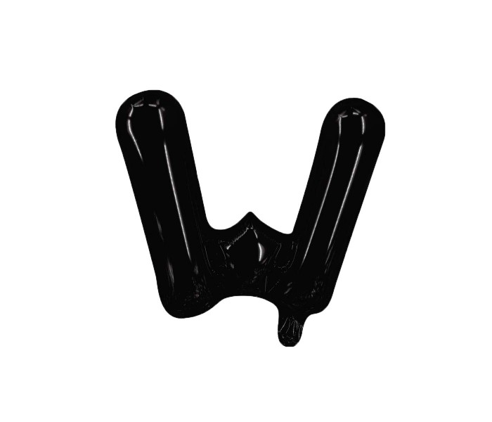 Party Time W-BK-803379 Letter W 16 Inch Foil Balloon Black - Zoom Image