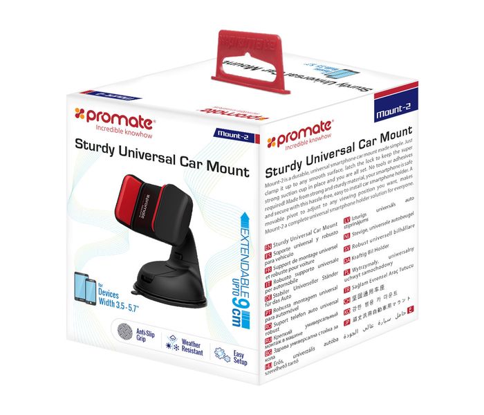 Promate Mount-2 Car Mount Holder for Smartphone and GPS - Red - Zoom Image 3