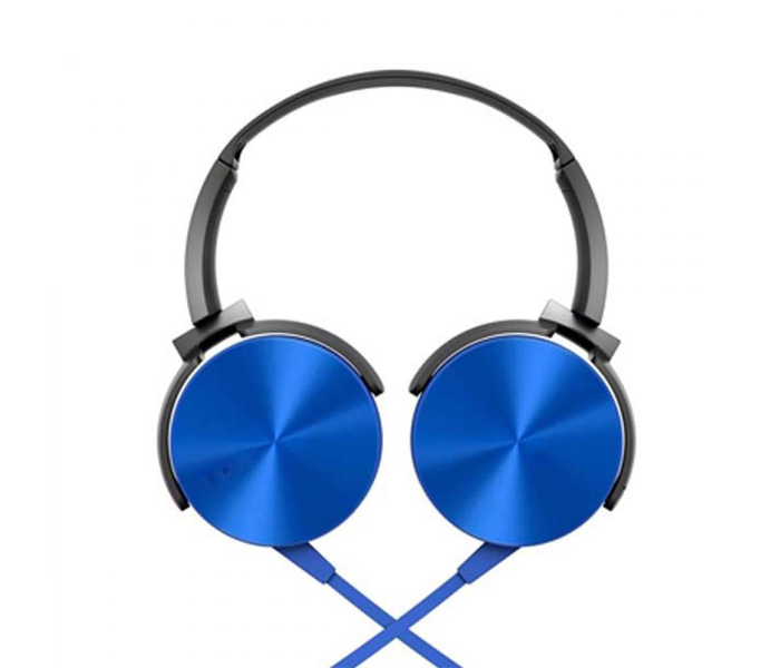 XE Fashionable Extra Bass On-Ear Wired Headset With Mic - Blue - Zoom Image