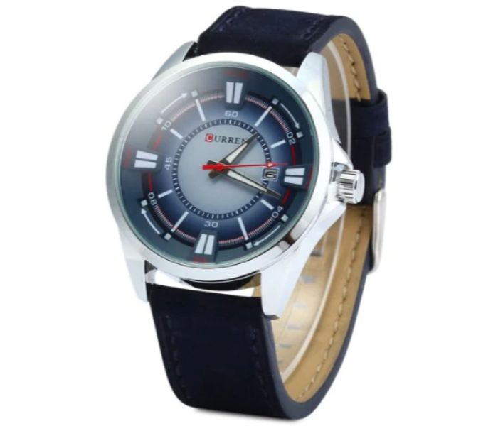 Curren 8155 Leather Strap Quartz Analog Watch For Men Blue - Zoom Image