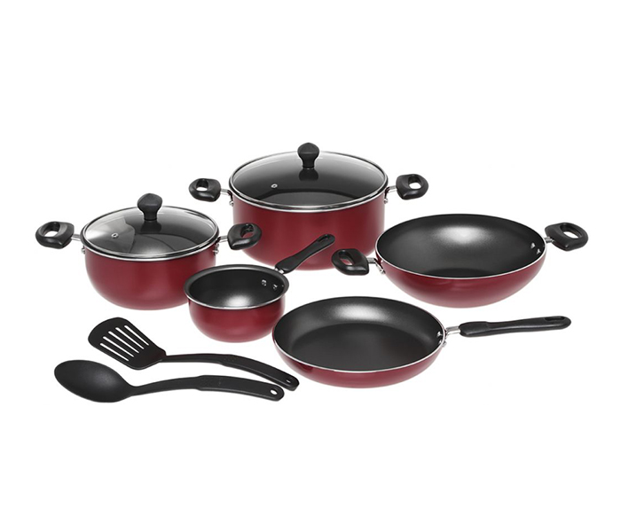 Prestige PR21569 9 Pieces Aluminum Non-Stick Cookware Set, Red - Zoom Image 3