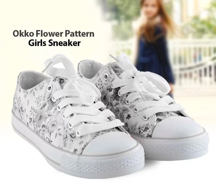 Okko Flower Pattern Sneaker For Girls Eu-39 - Grey - Zoom Image 3