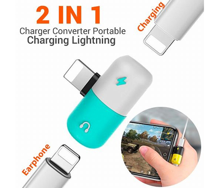 Mini Capsule 2 In 1 Portable Lightning Adapter with Charge & Listen Music Same Time - Zoom Image 3