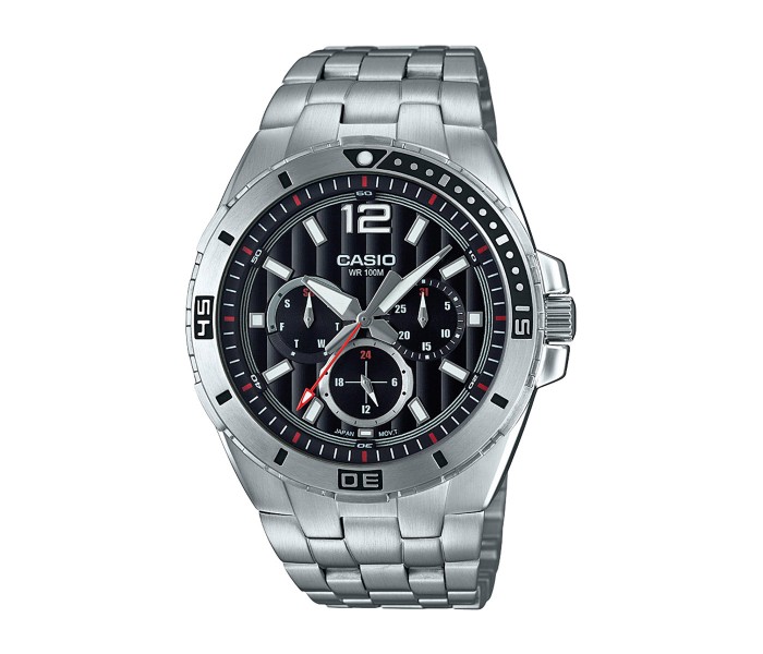 Casio MTD-1060D-1A2VDF Mens Analog Watch Black and Silver - Zoom Image