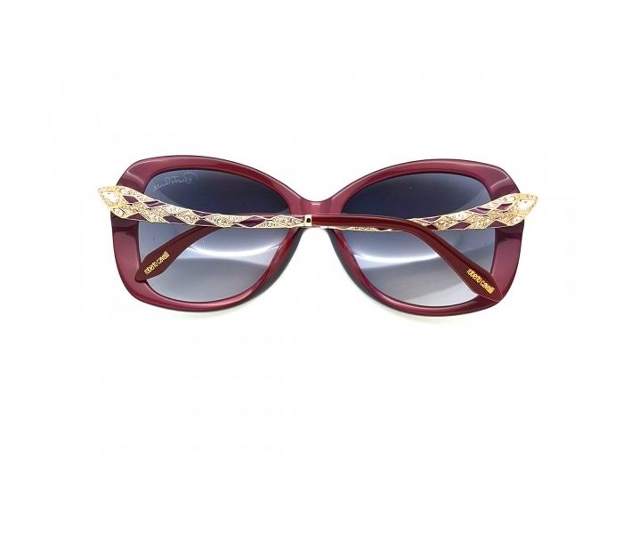 Roberto Cavalli 917S-A 71B Oversized Bordeaux & Gold Frame and Grey Gradient Mirrored Sunglasses for Women - Zoom Image 2