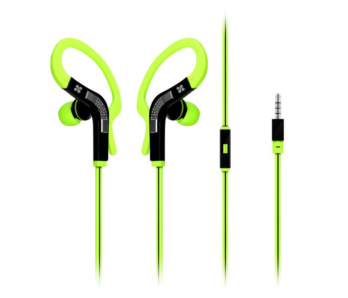 Promate Snazzy Premium In Ear Noise Isolating Sweatproof Earhook Earphone with Copper Cable, Green - Zoom Image 6