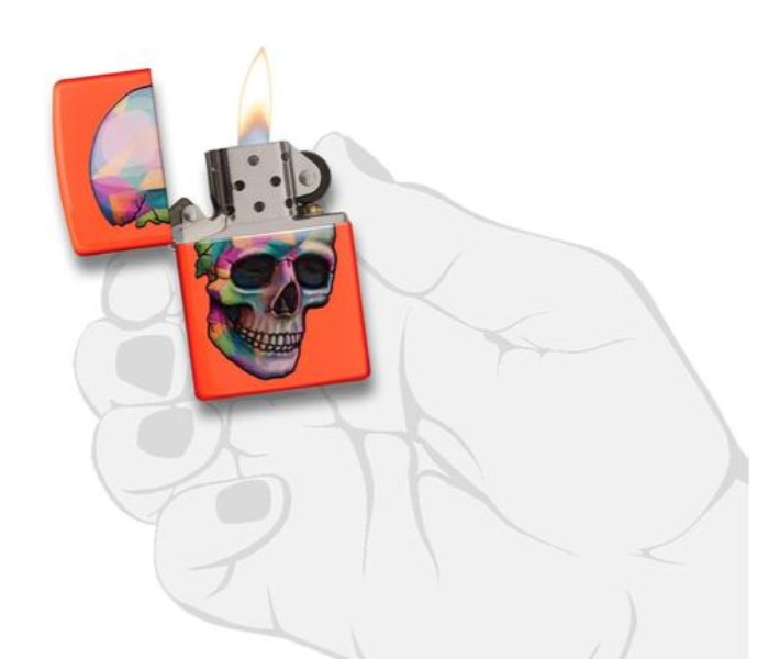 Zippo 29402 Skull Neon Lighter Orange - Zoom Image 2