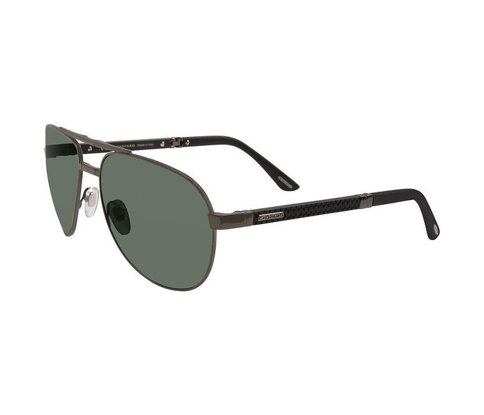 Chopard 3 SCHB81 568P Aviator Brown Gunmetal Wood Frame & Green Mirrored Sunglasses for Unisex - Zoom Image