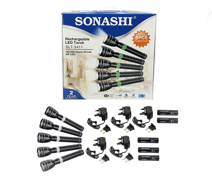 Sonashi SLT-3411 Rechargeable LED Torch Combo Pack - 5 Pieces - Zoom Image 3