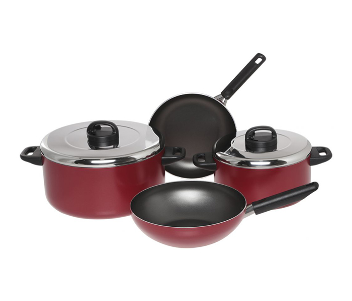 Prestige PR20984 8 Pieces Aluminum Cookware Set, Red - Zoom Image 3