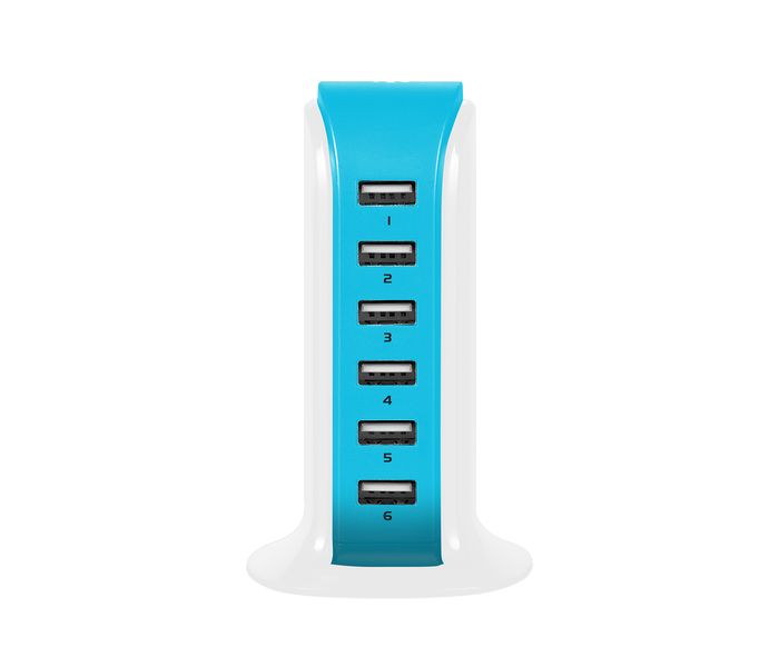 Promate PowerBase 8000mAh Ultra Fast AC Charging Station with 6 USB Ports, White - Zoom Image 1