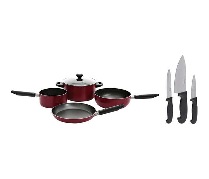 Prestige PR21232 5 Pieces Classique Non-Stick Cookware Set, Red - Zoom Image 4