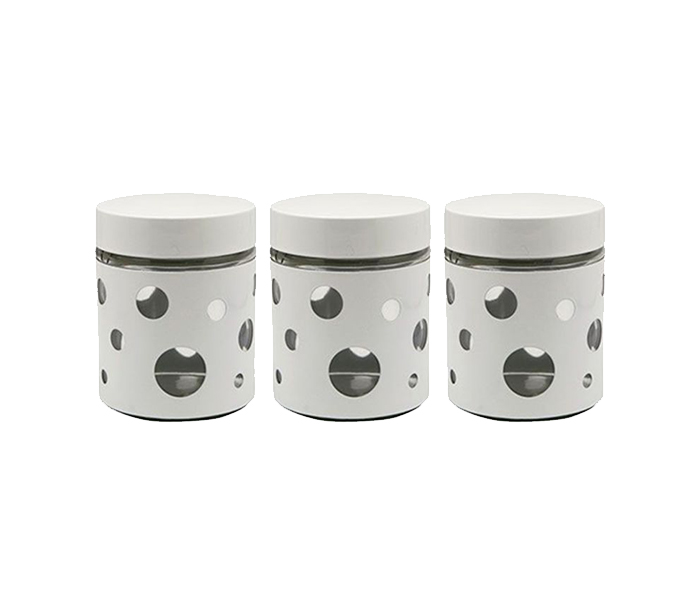 Royalford RF7282 3 Pieces Round Hole Canister Set - White - Zoom Image