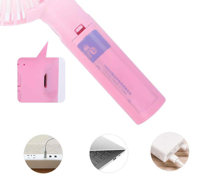 Portable Mini Air Conditioner Rechargeable USB Fan Water Spray - Pink - Zoom Image 4