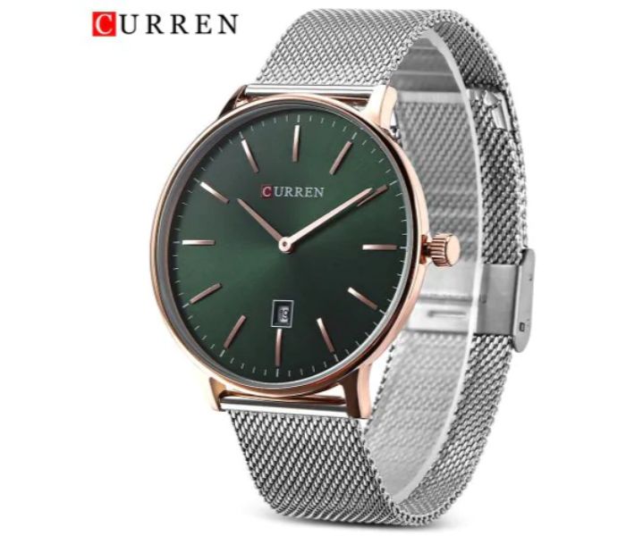 Curren 8302 Stainless Steel Analog Quartz Watch For Men Green And Silver - Zoom Image 2