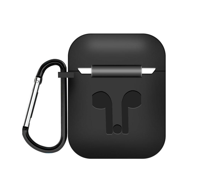 ZE Ultra-Slim Silicone Protective Cover Pouch And Hook For Apple Airpods - Black - Zoom Image