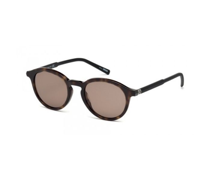 Mont Blanc MB 608S 52J Round Havana Frame & Brown Mirrored Sunglasses for Men - Zoom Image 1