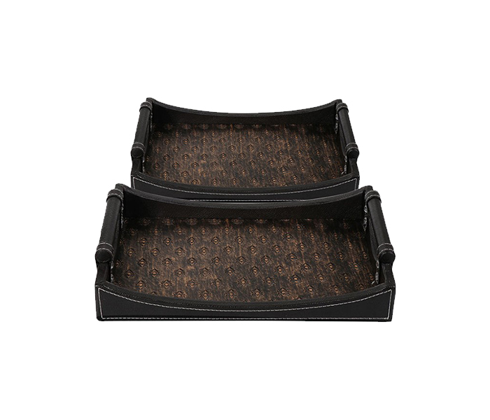 Royalford RF8889 2 Pieces Arabic Leather Tray - Multicolor - Zoom Image