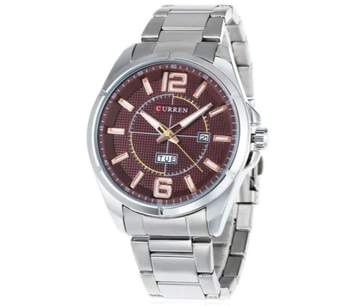 Curren 8271 Analog Quartz Watch For Men Silver and Brown - Zoom Image 1