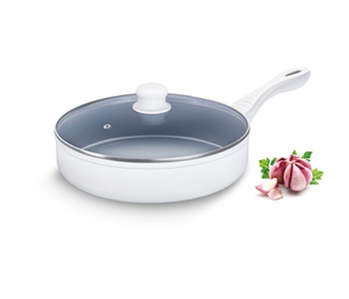 Lamart LT1107 28CM Ceramic Frypan with Lid, White - Zoom Image 2