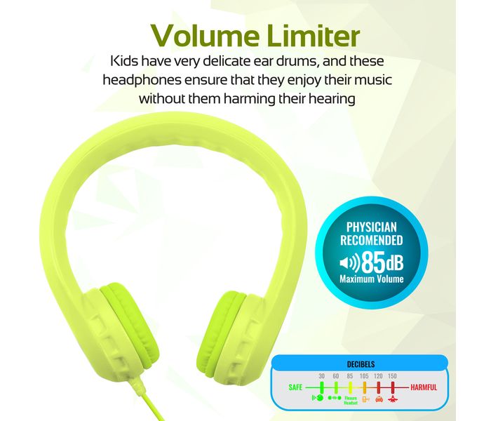 Promate Flexure Super Flexible Lightweight Kids-Safe Foam Headset, Green - Zoom Image 4