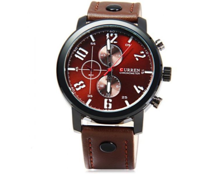 Curren 8192 Quartz Watch With Leather Band For Men Deep Brown - Zoom Image 2