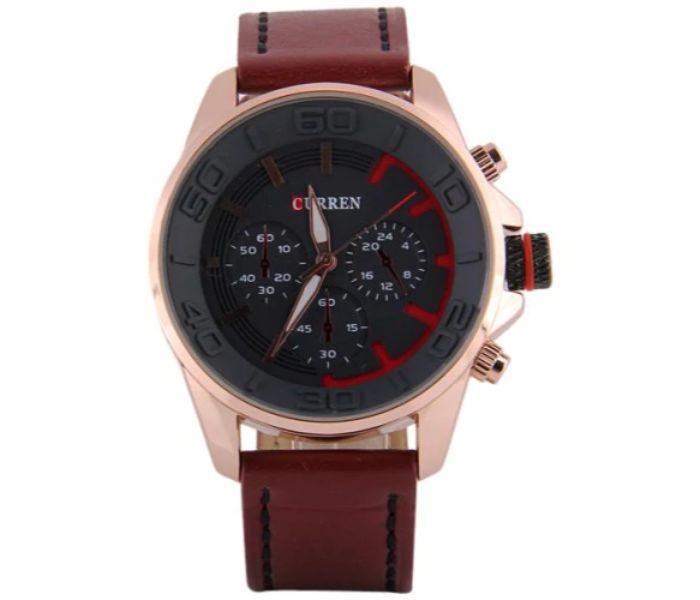 Curren 8187 Casual Analog Quartz Watch For Men Coffee And Black - Zoom Image