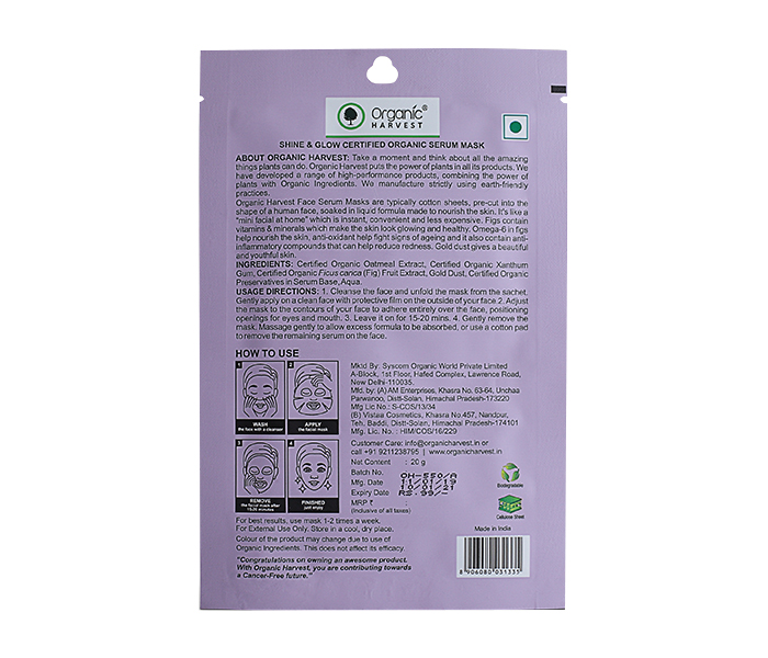 Organic Harvest 20g Shine & Glow Sheet Mask - Zoom Image 1