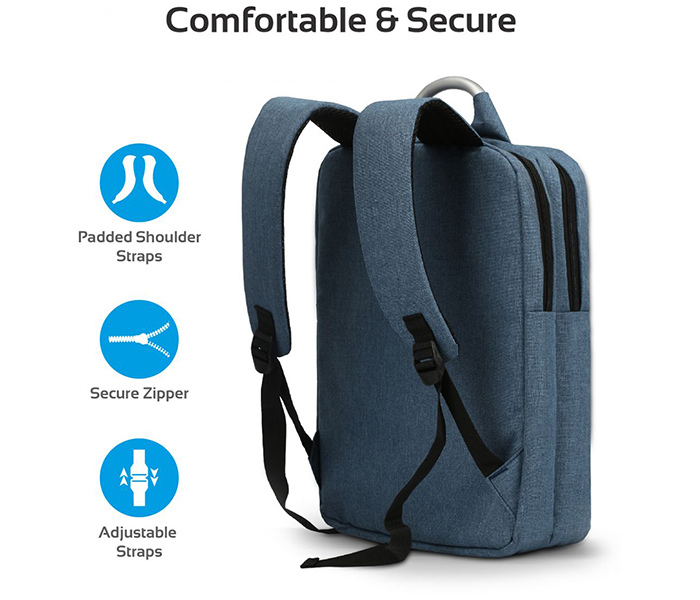 Promate Nova-BP 15.6-inche Laptop Slim Backpack with Water Resistant - Blue - Zoom Image 2