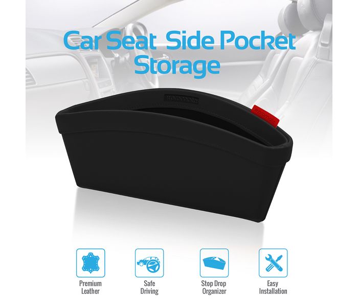 Promate CarPouch Car Seat Side Pocket Storage Organizer Pouch - Black - Zoom Image 1