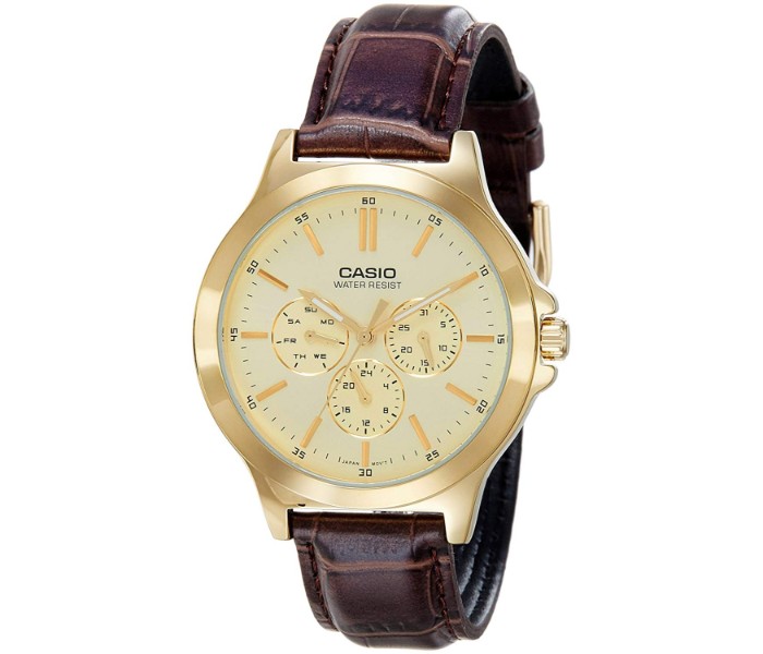 Casio MTP-V300GL-9ADF Mens Analog Watch Brown and Beige - Zoom Image 3