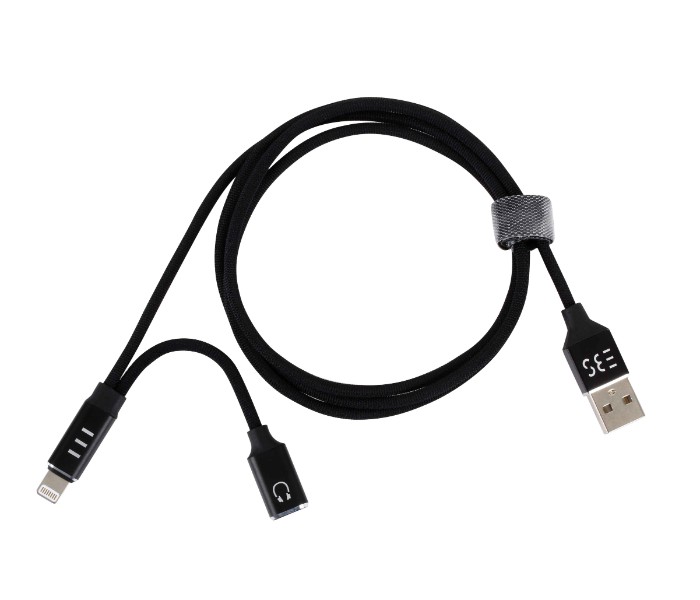 2 in 1 charging audio adapter cable for iphone 1200mm 31444 Black - Zoom Image 4