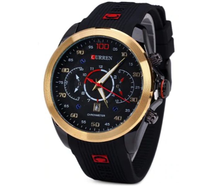 Curren 8166 Analog Quartz Watch For Men Black And Gold - Zoom Image 1