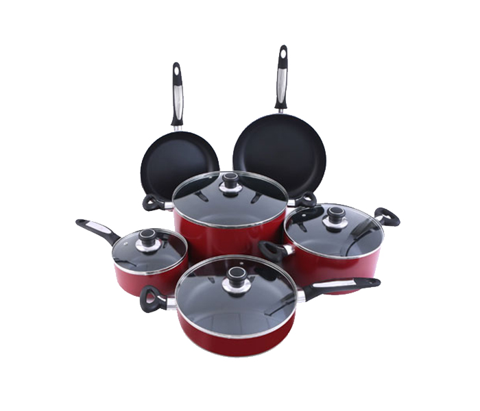 Royalford RF8500 10 Pieces Non-Stick Cookware Set - Red & Black - Zoom Image 4