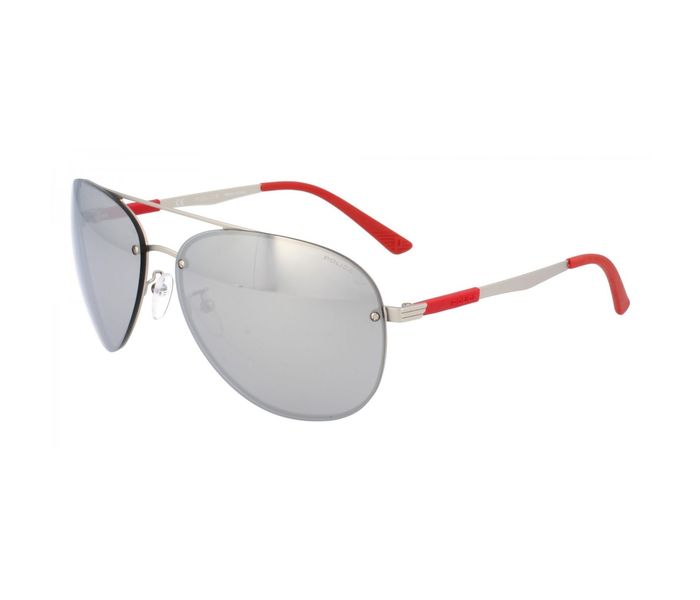 Police SPL379 581X Aviator Silver & Red Frame and Grey Mirrored Sunglasses for Unisex - Zoom Image 1