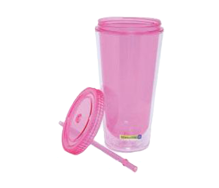 Royalford RF7892 650 ML Double Wall Drinking Cup with Cap - Pink - Zoom Image