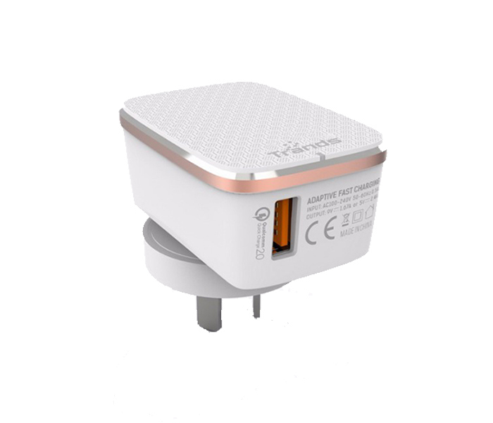 Trands TR-AD2089 Dual USB Travel Wall Charger with Micro USB Cable - White, 1 Meter - Zoom Image 3